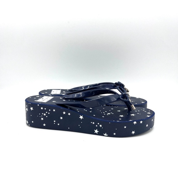 NEW Kate Spade New York Stars Navy LK210 Platform Wedge Sandals Size 8 - Picture 6 of 12